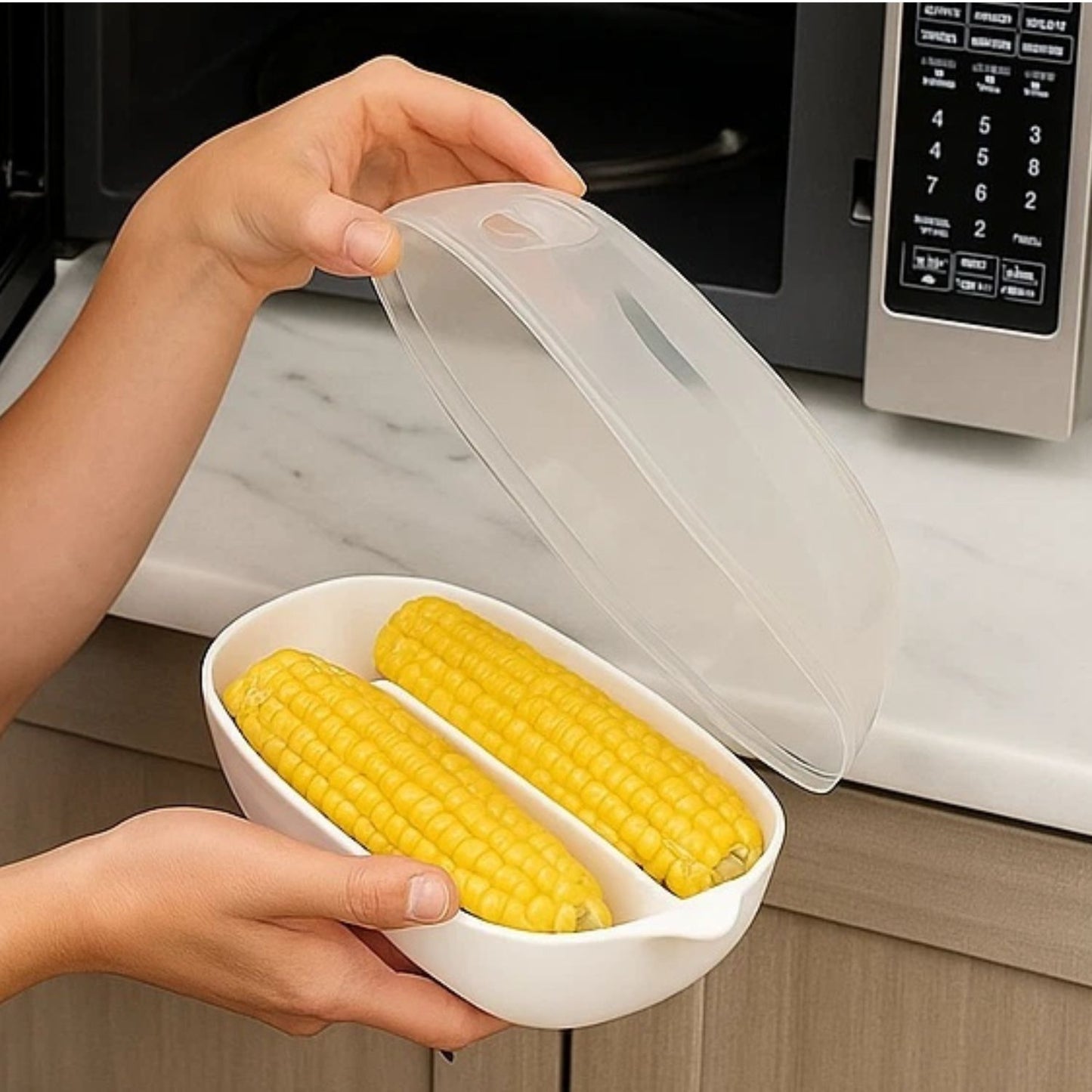 Home Collection Microwave Corn Steamer with Vented Lid