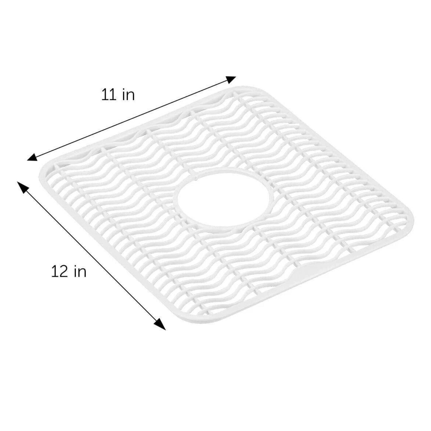 Home Collection Pack of 2 Sink Protector Mat Plastic with Center Drain 11x12-Inch