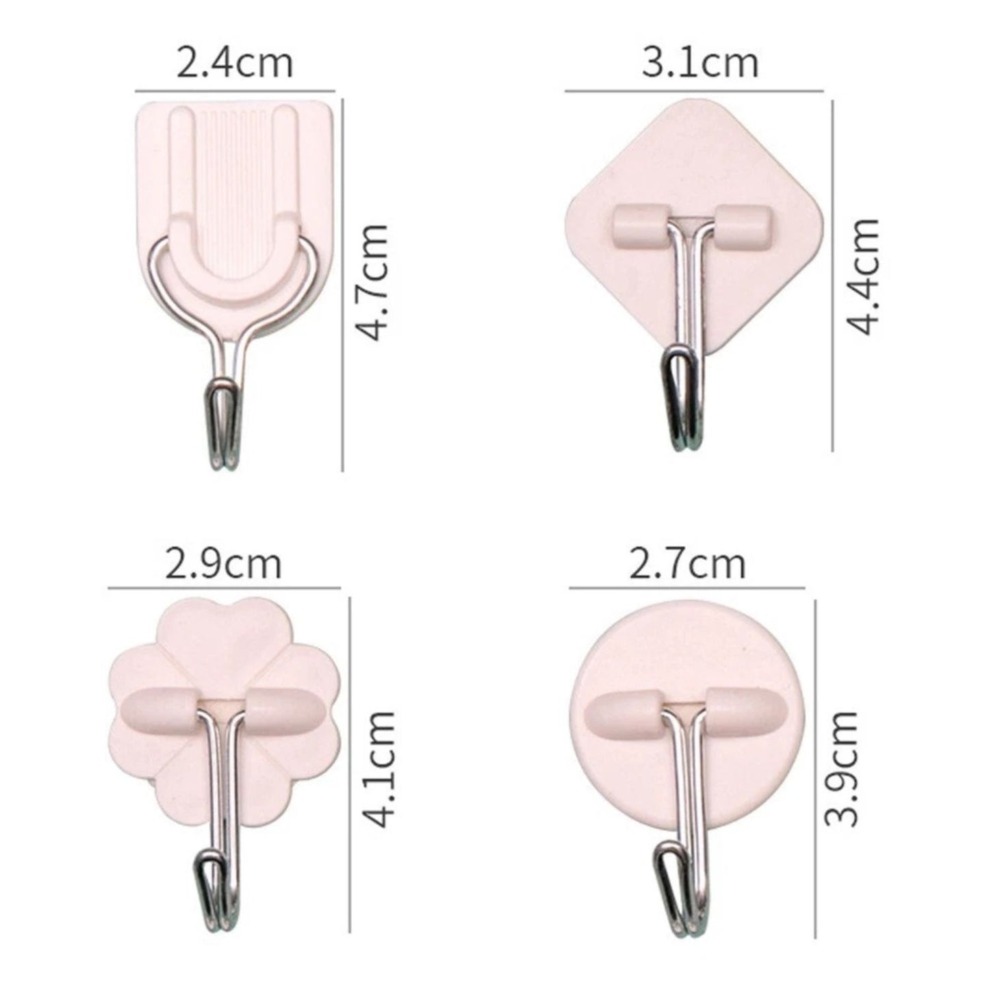 Home Collection Pack of 4 Heavy Duty Self Adhesive Wall Hooks