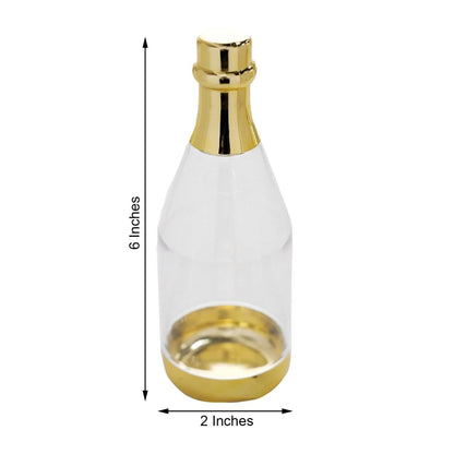 Home Collection Pack of 12 Mini Champagne Bottle Favor Clear and Gold 6"