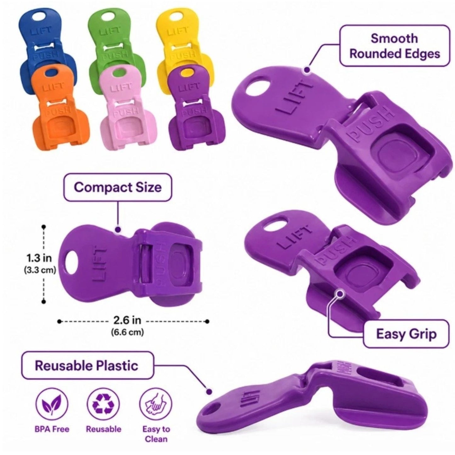 Home Collection Pack of 6 Colorful Can Lids and Tab Openers Drink Covers