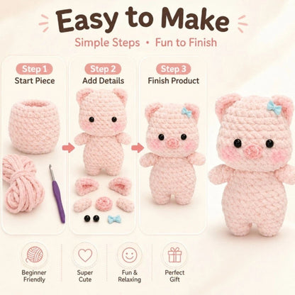 Create an Adorable Pink Pig Amigurumi with This Beginner Crochet Starter Kit
