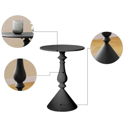 Home Collection Metal Small End Table Vintage Matte Black Round Side Table