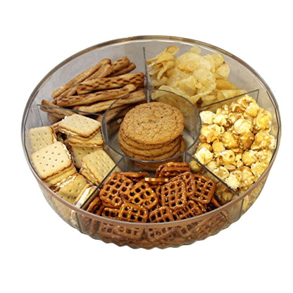 Home Collection Clear Divided Snack Serving Tray with Lid