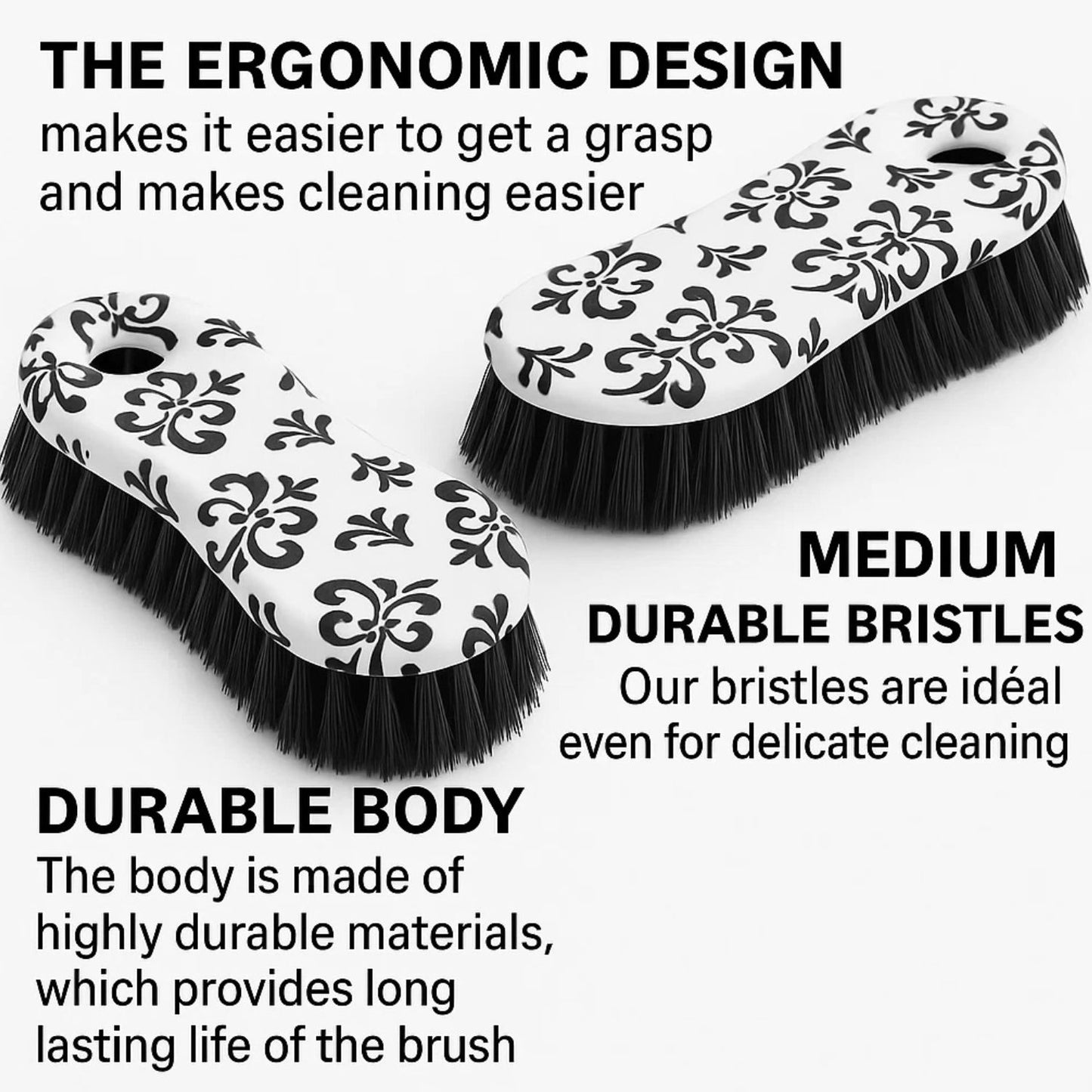 Home Collection Pack of 2 Scrub Brush Multi Purpose Cleaning Tool White