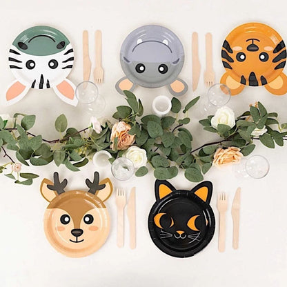 Home Collection Pack of 25 Assorted Round Animal Print Paper Plates 7 Inch