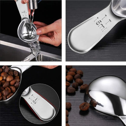 Home Collection Pack of 2 Stainless Steel Coffee Measuring Scoop Set