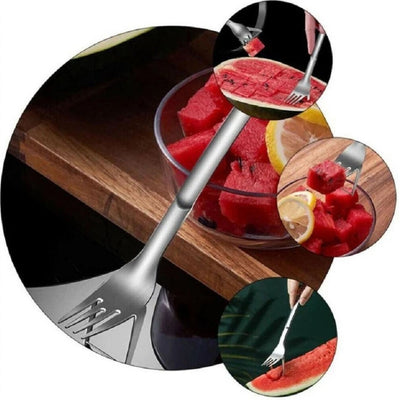 Home Collection 2in1 Stainless Steel  Watermelon Slicer and Carving Fork Tool
