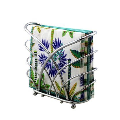Home Collection Silver Chrome Metal Napkin Holder Crisscross Cocktail Table Stand