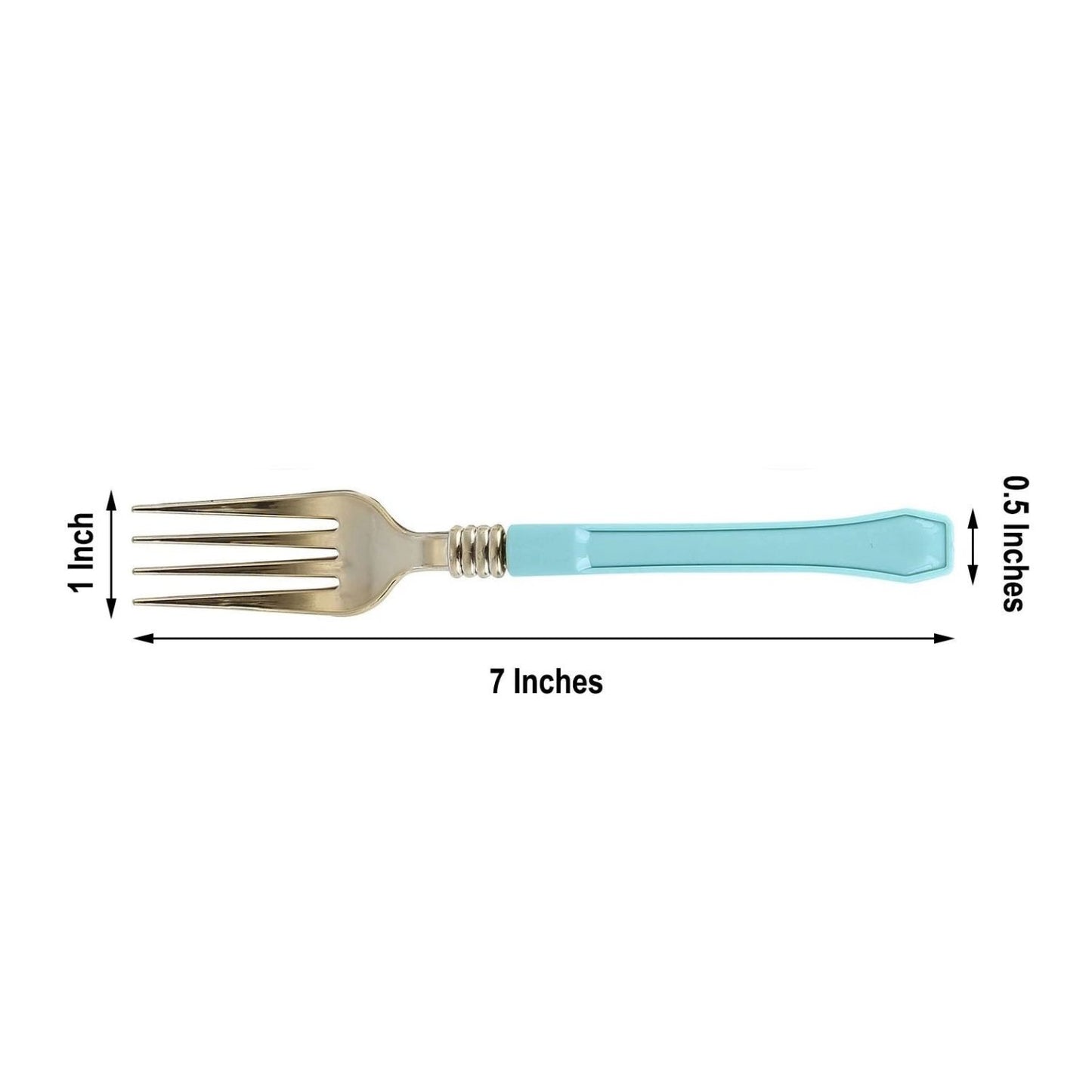 Home Collection Metallic Gold Disposable Forks with Blue Handle