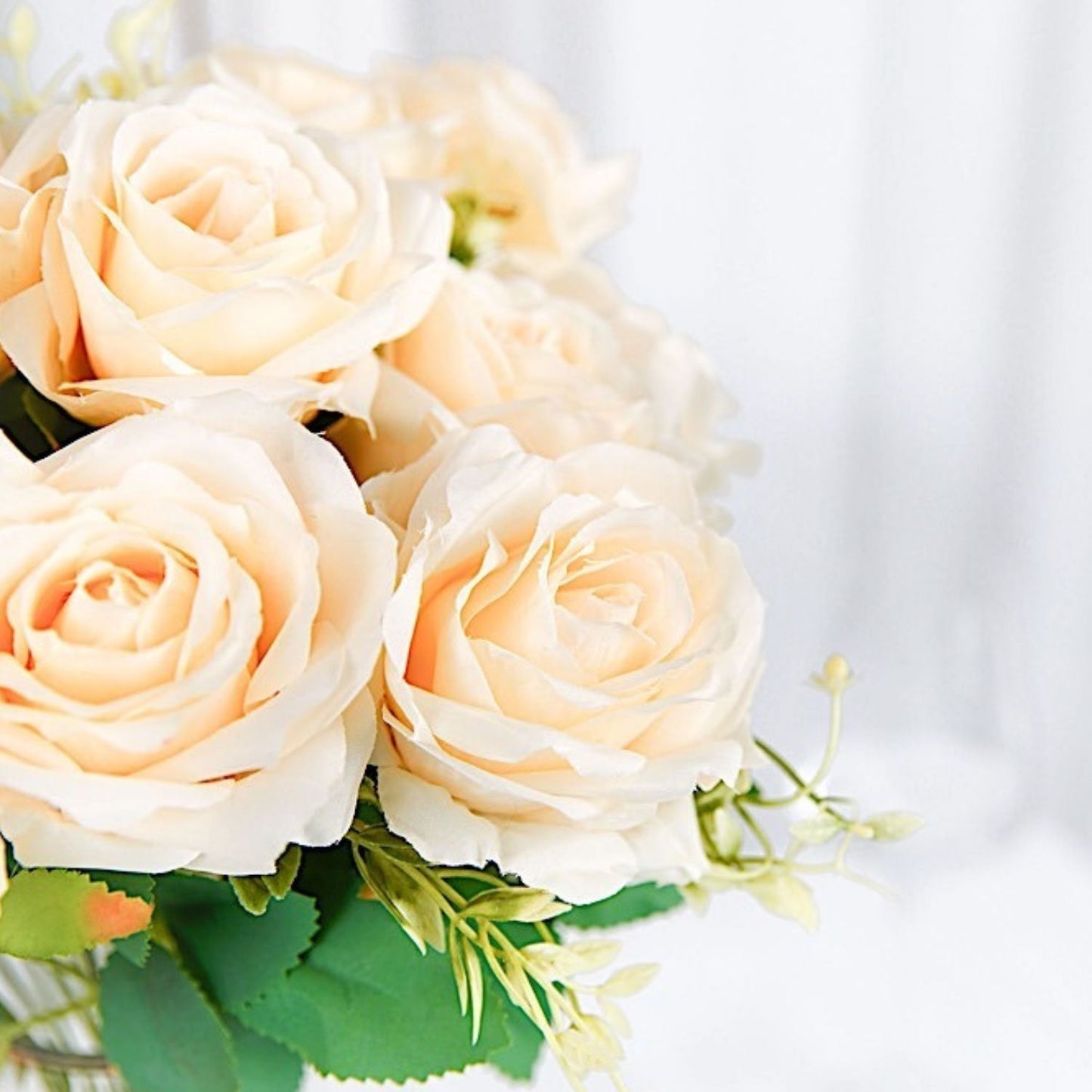 Home Collection 2 Bushes Artificial Silk Rose Flowers 18"