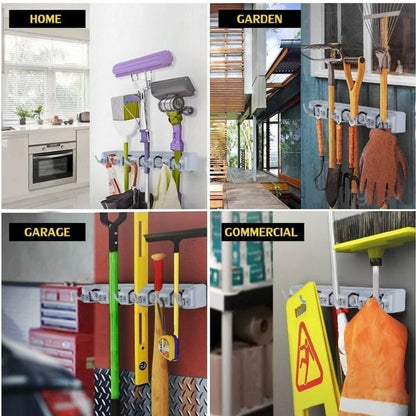 Home Collection Broom Holder and Garden Tool Garage Organizer