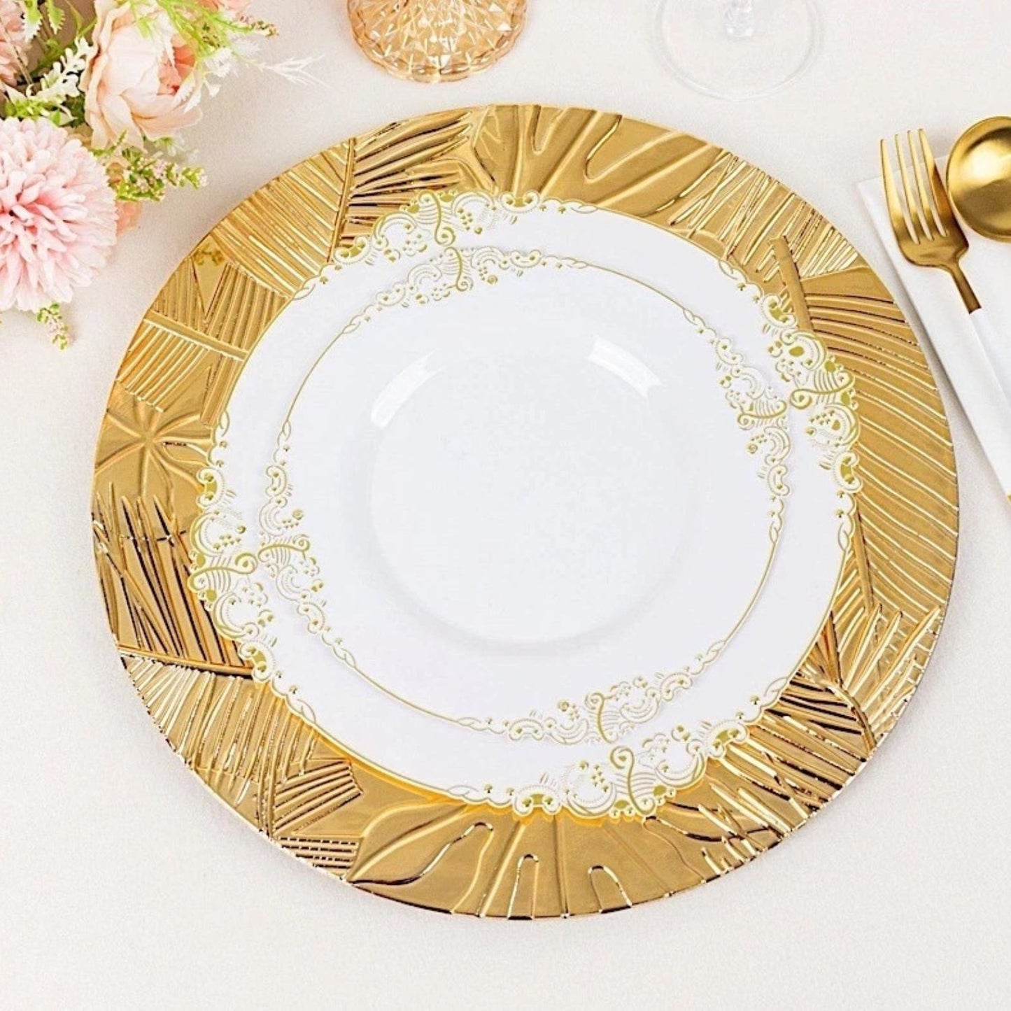 Home Collection Metallic Acrylic Round Charger Plates Gold 13 Inch