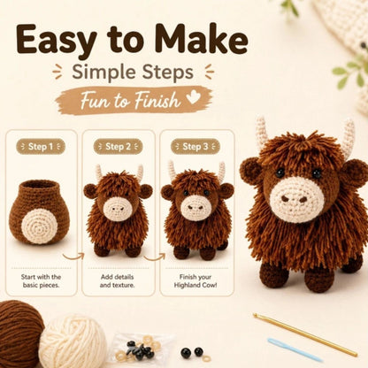 Home Collection Highland Cow Crochet Kit for Beginners