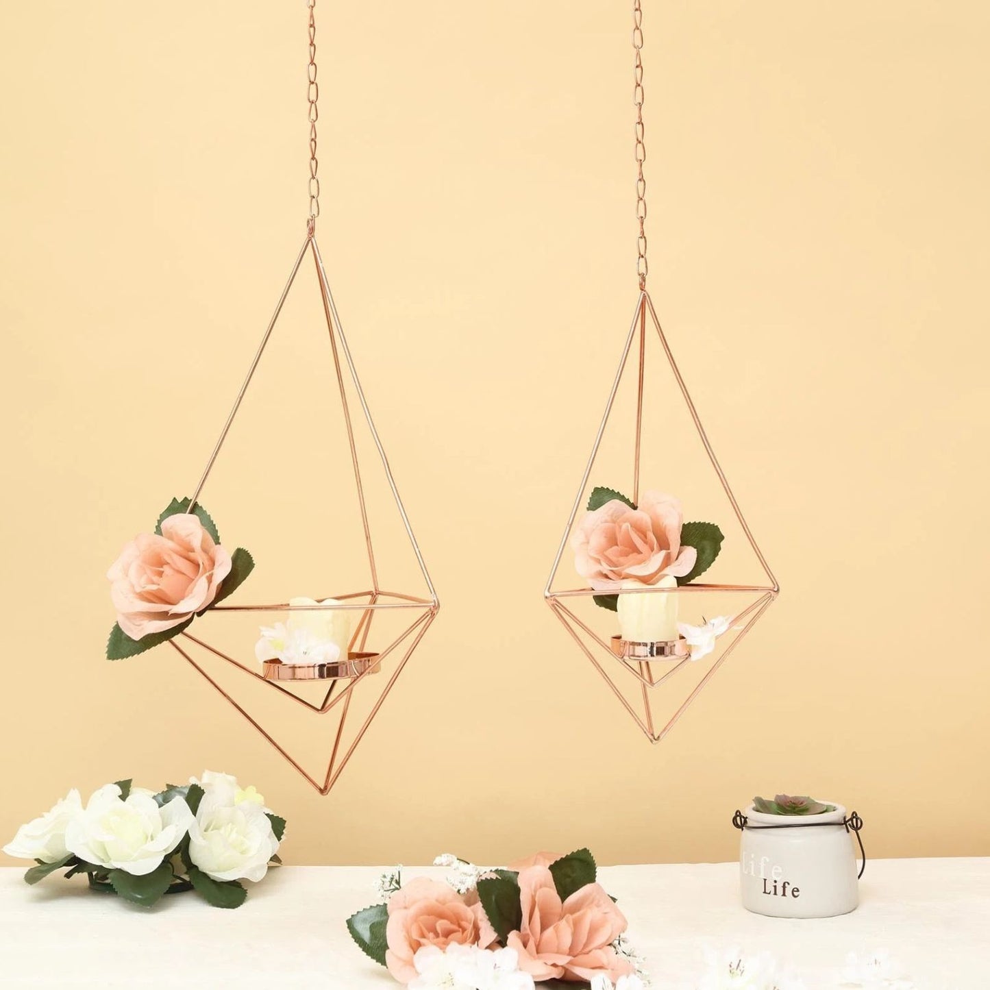 2Pcs Geometric Tealight Candle Holder Lanterns