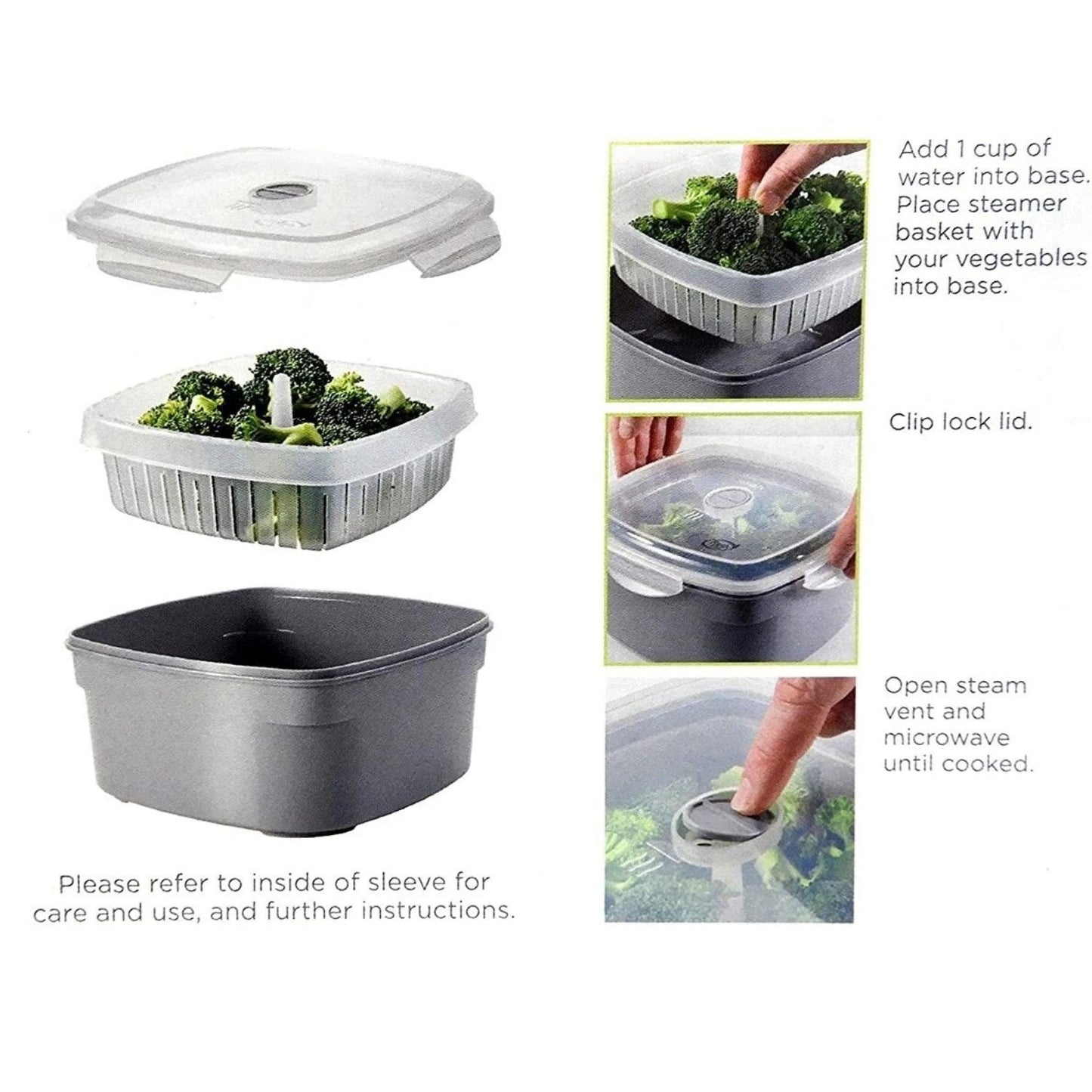 Home Collection Microwave Vegetable Steamer Cooker Grey