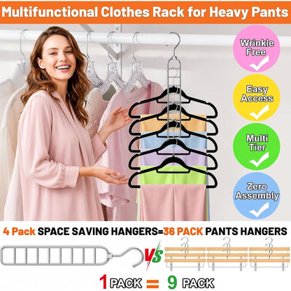 Home Collection Pack of 4 36-Hole Space Saving Closet Hangers