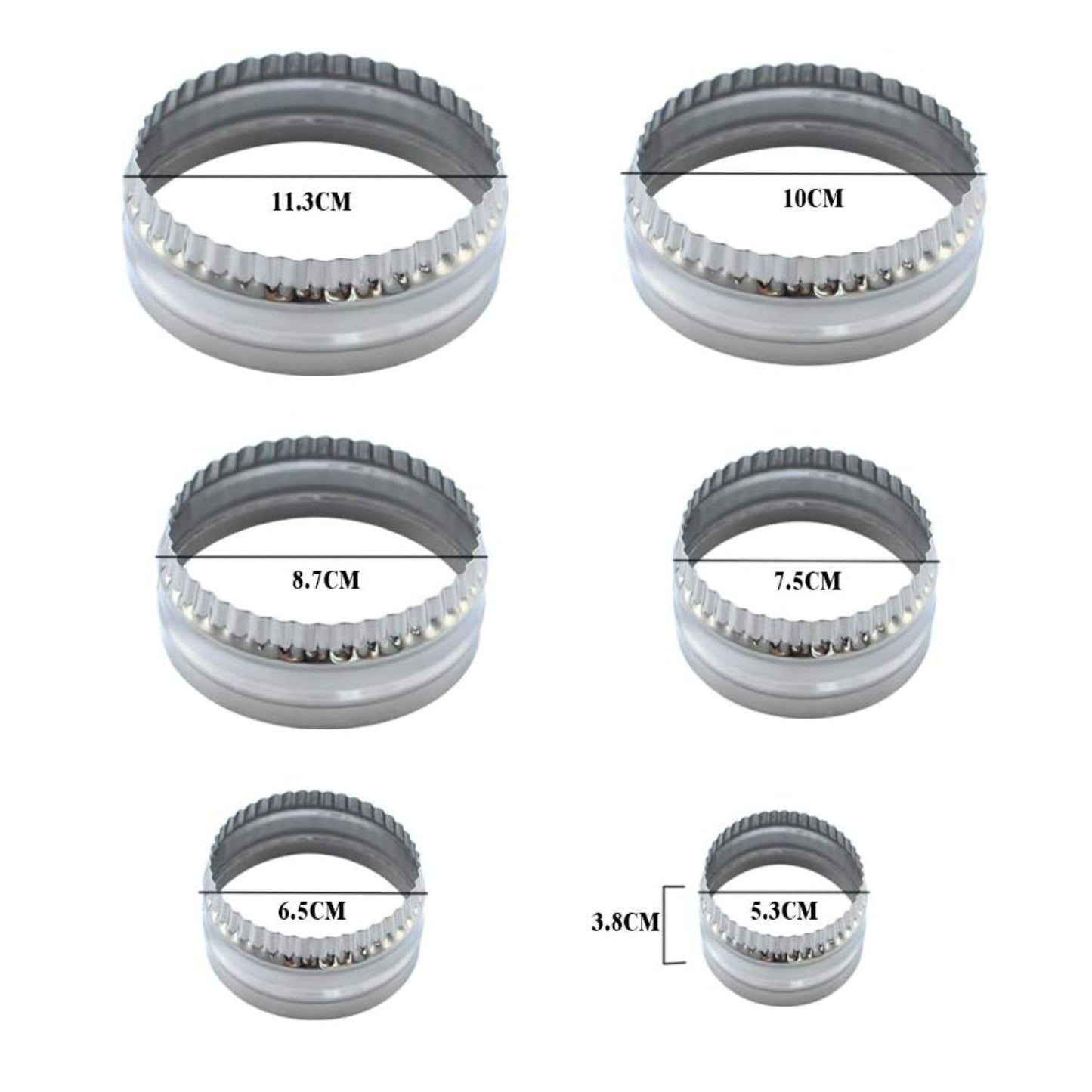 Home Collection Pack of 6 Fluted Cookie Cutter Set Double-Sided Stainless Steel Biscuit Cutters