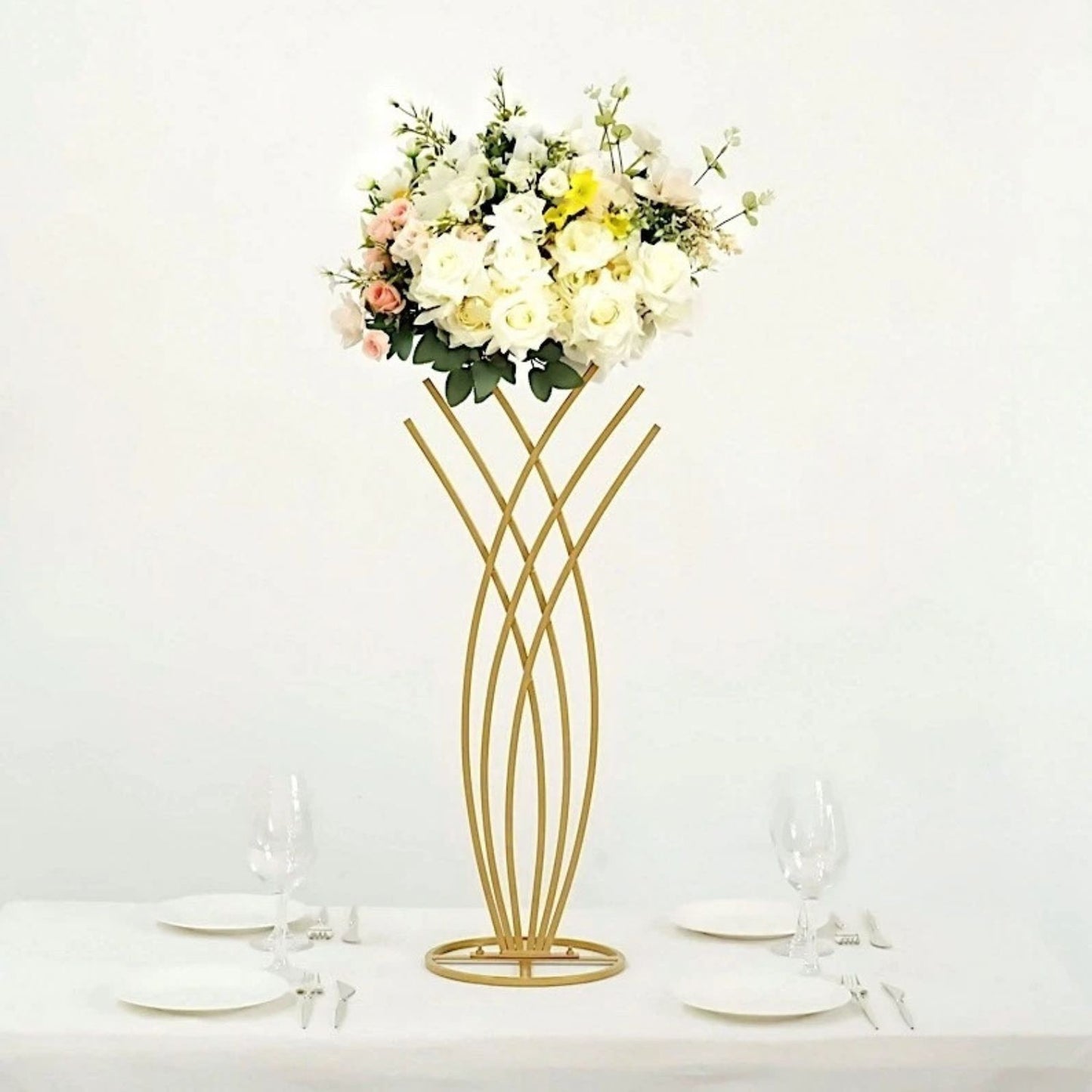 Home Collection  Metal Flower Display Stand Mermaid Tail Centerpiece 28-Inch Gold