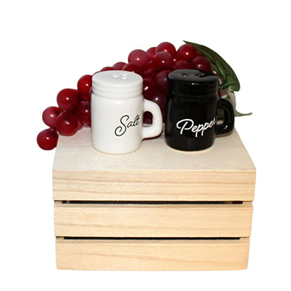 Home Collection Mason Jar Salt and Pepper Shaker Set Black White