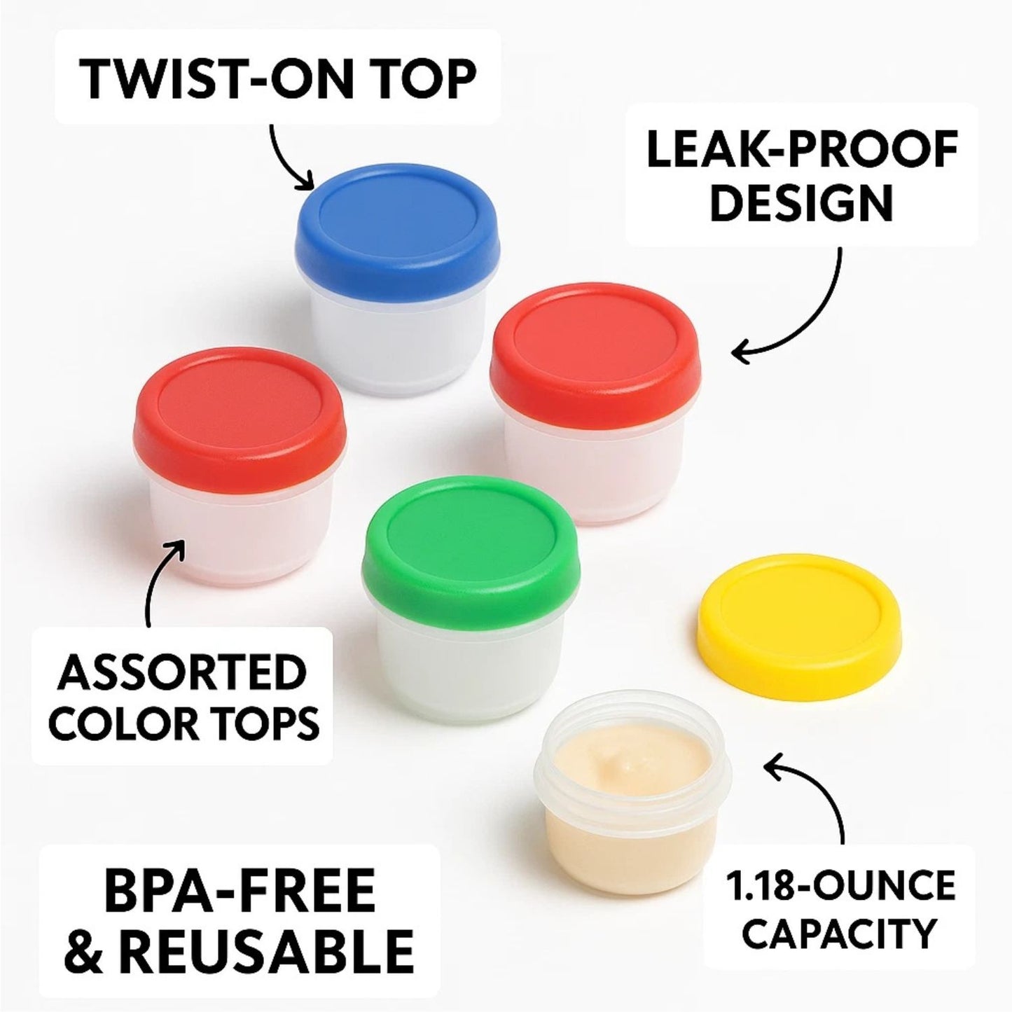 Home Collection 4-Pack Mini Condiment Cups with Lids