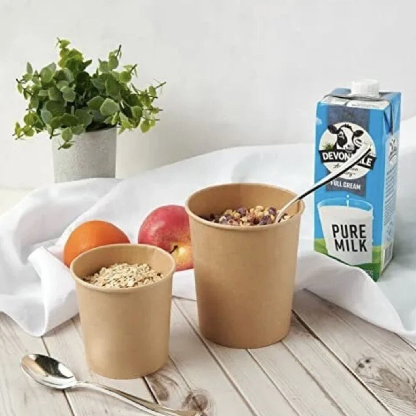 Home Collection 25Pack Kraft Paper Food Cups with Vented Lids