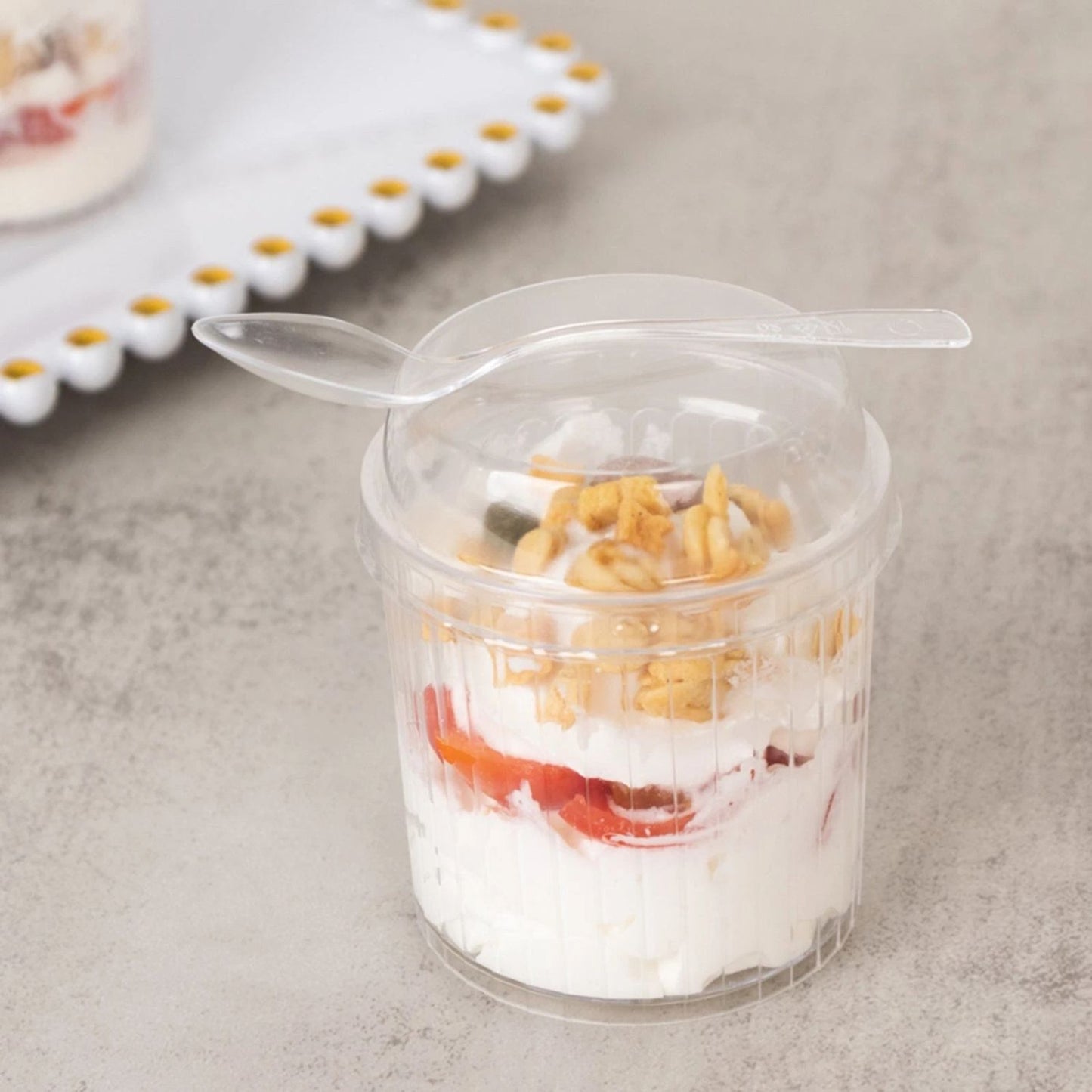 Home Collection Pack of 24 Clear Ribbed Plastic Dessert Cups 5oz