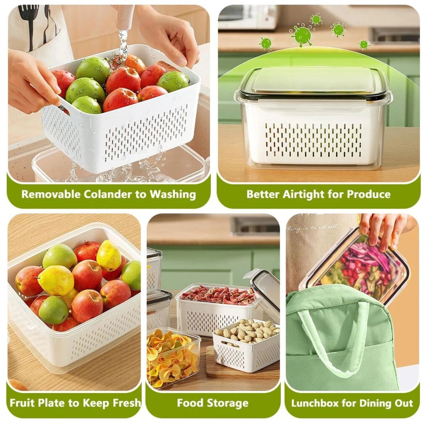 Home Collection Pack of 6 Kitchen Plastic Food Storage Containers