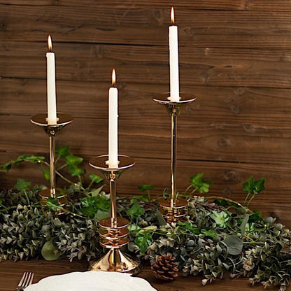 Home Collection Pack of 3 Gold Taper Candle Holders