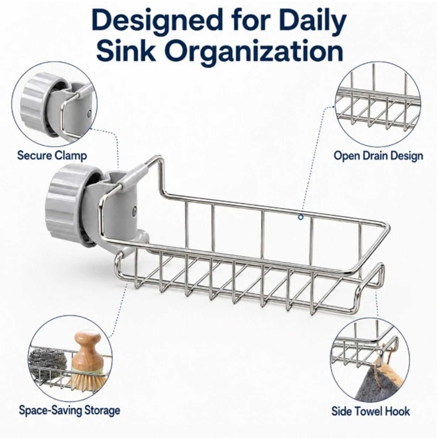 Home Collection Kitchen Sink Faucet Rack Organizer