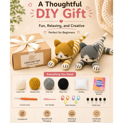 Home Collection  Pack of 2 Sleeping Cat Crochet Kit for Beginners