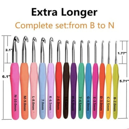 Home Collection 14-Piece Crochet Hooks Set 2mm–10mm