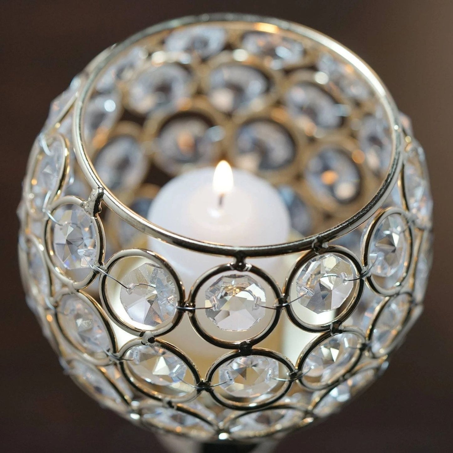 Home Collection Tall Beaded Ball Candle Holder Gold 16"