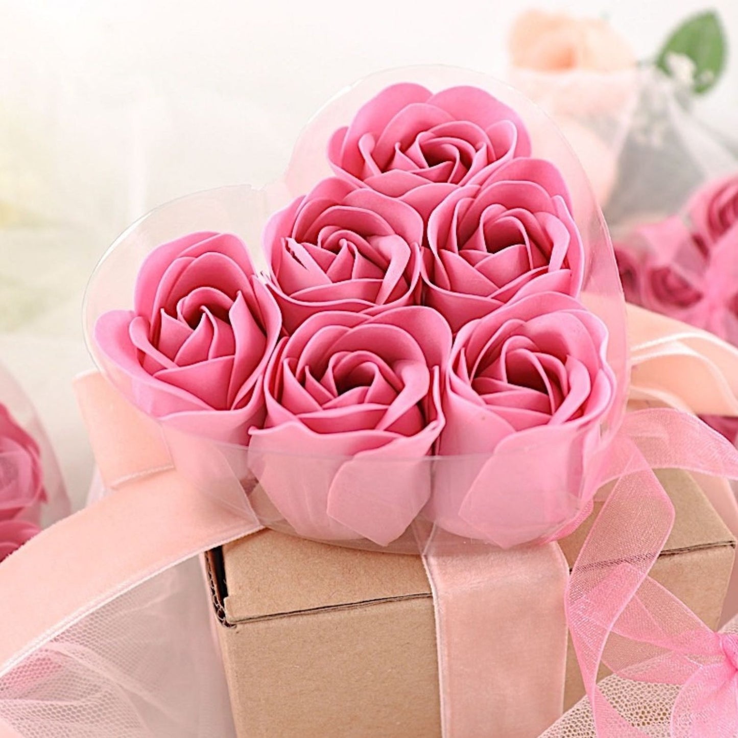Home Collection Pack of 24 Scented Rose Soap Gift Boxes with Ribbons