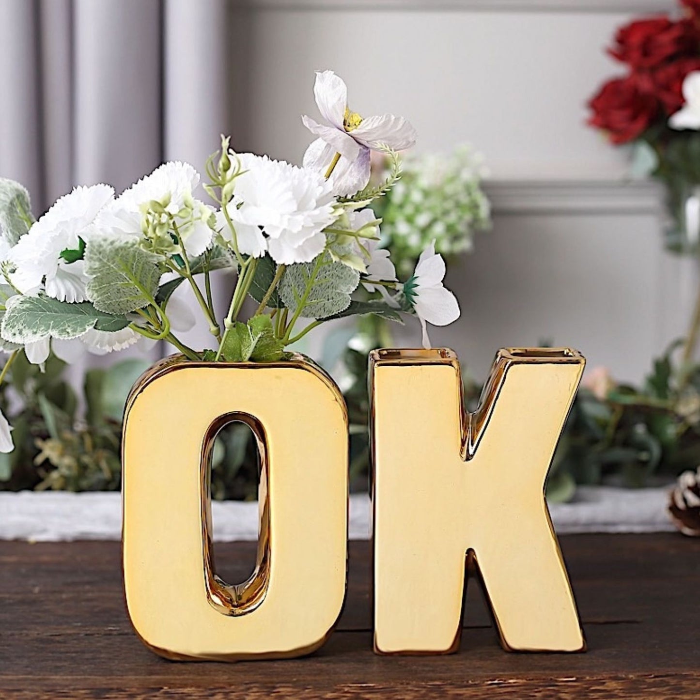 Home Collection Decorative Ceramic Letter Flower Vase 6 Inch