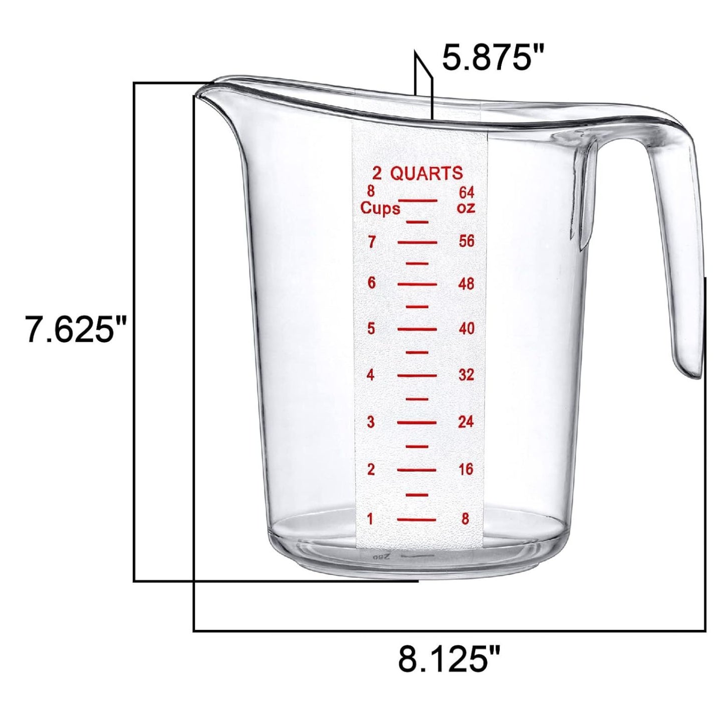 Home Collection 2 Qt Clear Plastic Measuring Cups with Graduations