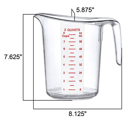 Home Collection 2 Qt Clear Plastic Measuring Cups with Graduations