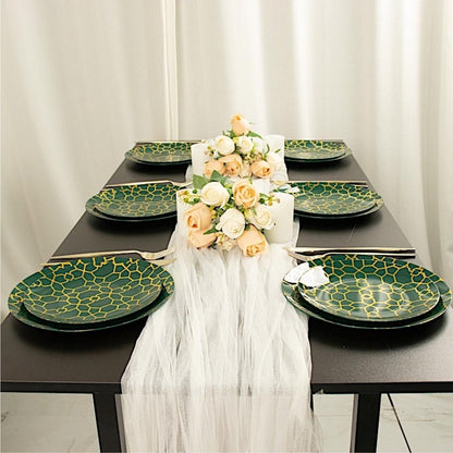 Home Collection Pack of 20 Round Plastic Dinner Plates Gold Geometric Design