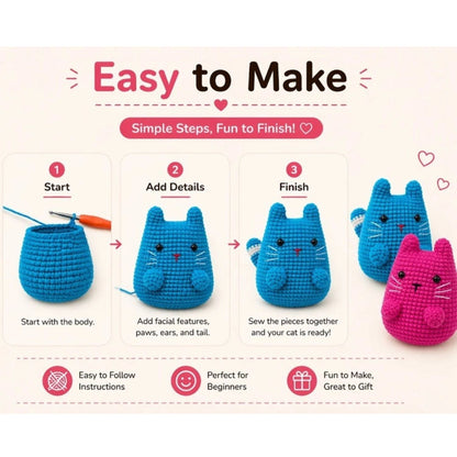 Home Collection Pack of 2 Munchkin Cat Crochet Kit for Beginners