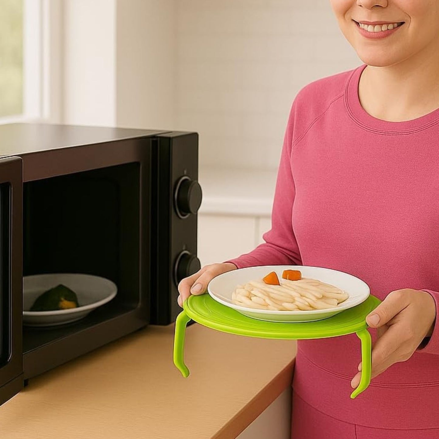 Home Collection Microwave Multipurpose 4-in-1 Tray Stand Rack Green