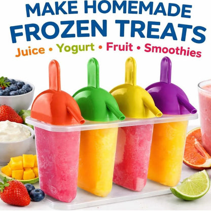Home Collection Pack of 4 Ice Lolly Pop Mold with Straws
