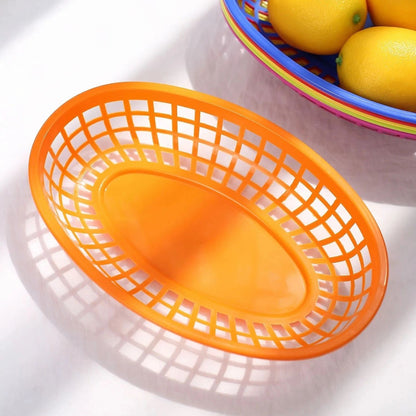 Home Collection Pack of 6 Assorted Oval Plastic Food Baskets with 50 Wax Paper Liners