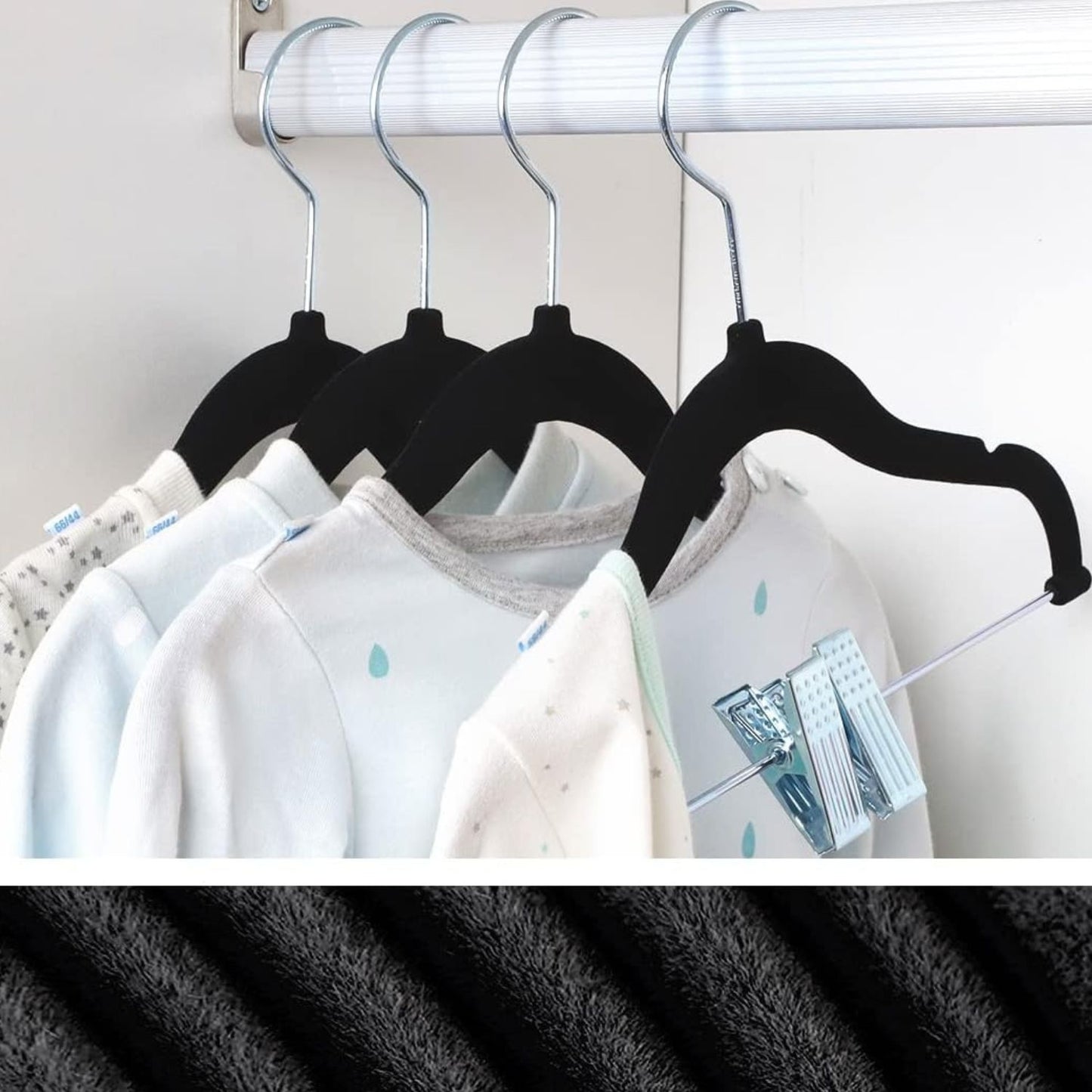 Home Collection Pack of 16 Non-Slip Velvet Hangers with Movable Clips 11.8 Inch
