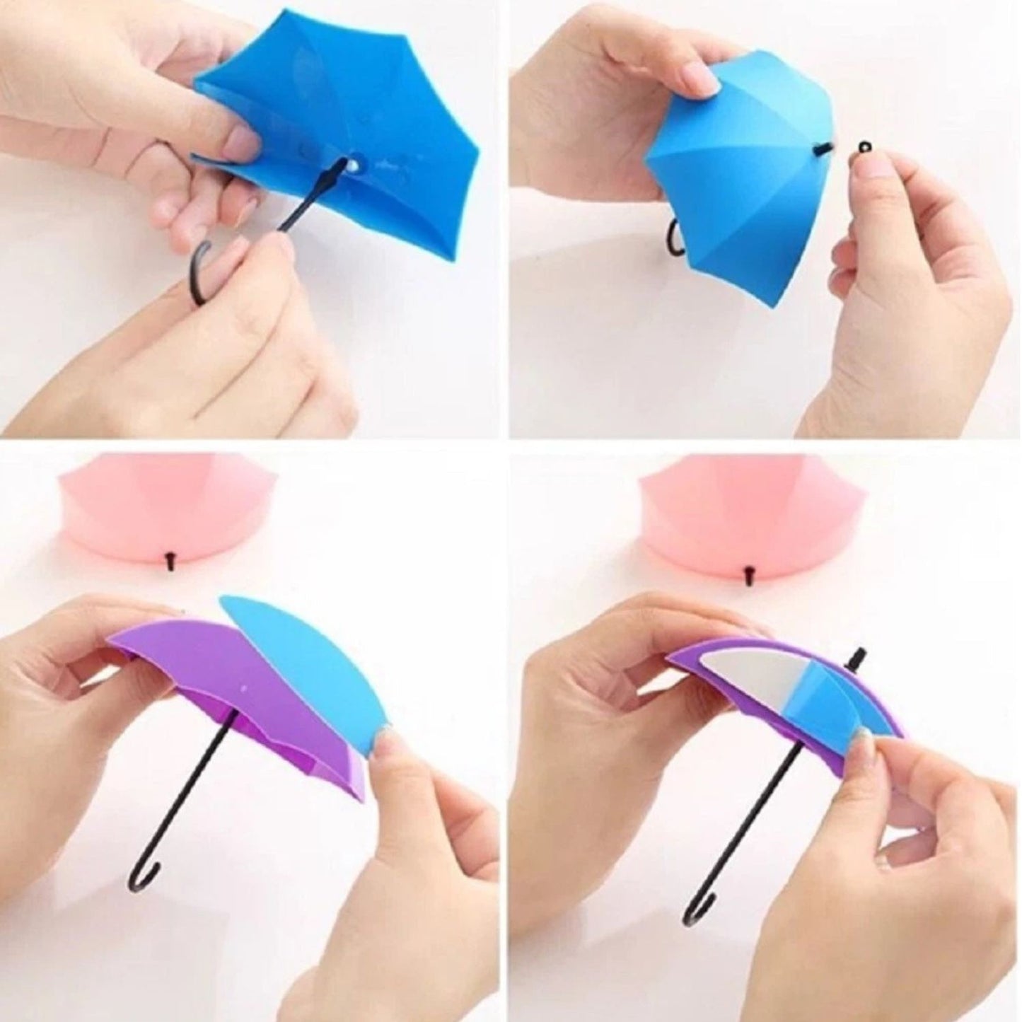 Home Collection Pack of 6 Umbrella Wall Hooks Colorful Decorative Holder