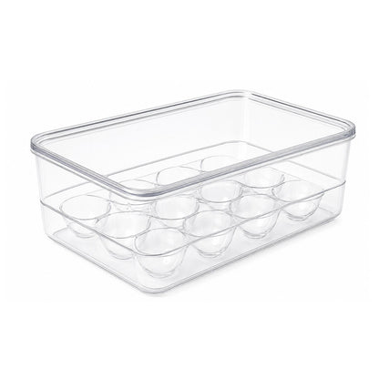 Home Collection Stackable Plastic Egg Holder for Refrigerator with Lid