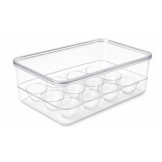 Home Collection Stackable Plastic Egg Holder for Refrigerator with Lid