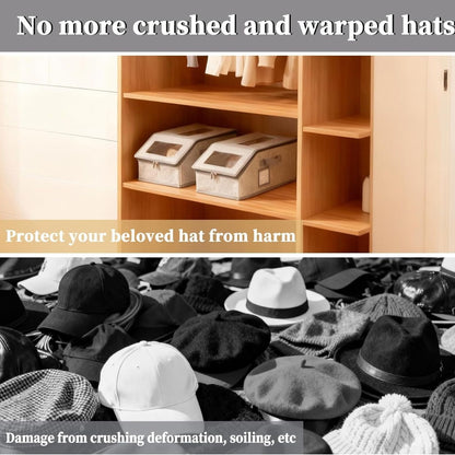 Home Collection Pack of 2 Stackable Baseball Cap Storage Boxes with Clear Window