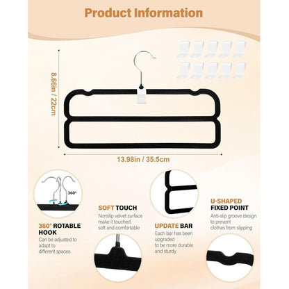 Home Collection Pack of 10 Non-Slip Slim Velvet Pant and Trouser Hangers