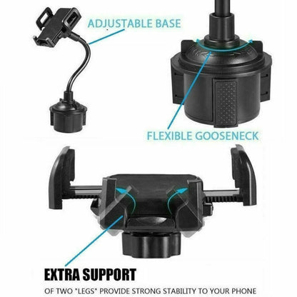 Home Collection Universal Car Mount Adjustable Gooseneck Cup Holder Cradle