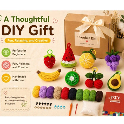 Home Collection Pack of 8 Fruit Crochet Kit for Beginners